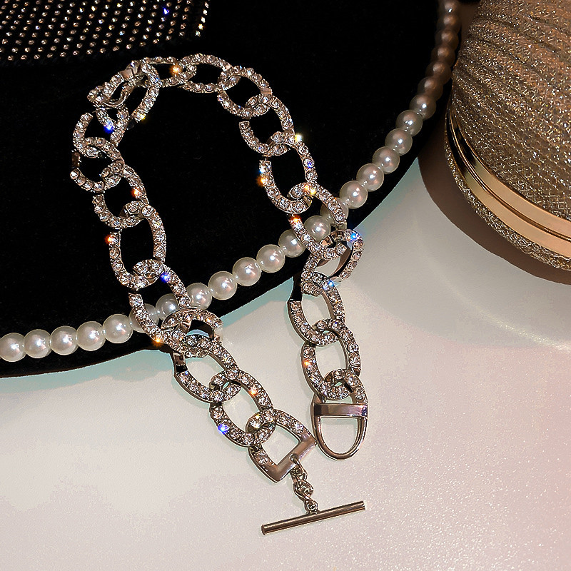 Sex Link Chain Rhinestone Choker Necklaces for Women Geometric Circle Crystal Necklaces Statement Jewelry Party Gifts