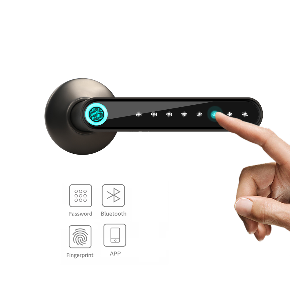 Fingerprint Electronic Door Lock Smart Bluetooth Password Handle Lock APP Unlock Keyless Entry Support iOS/Android