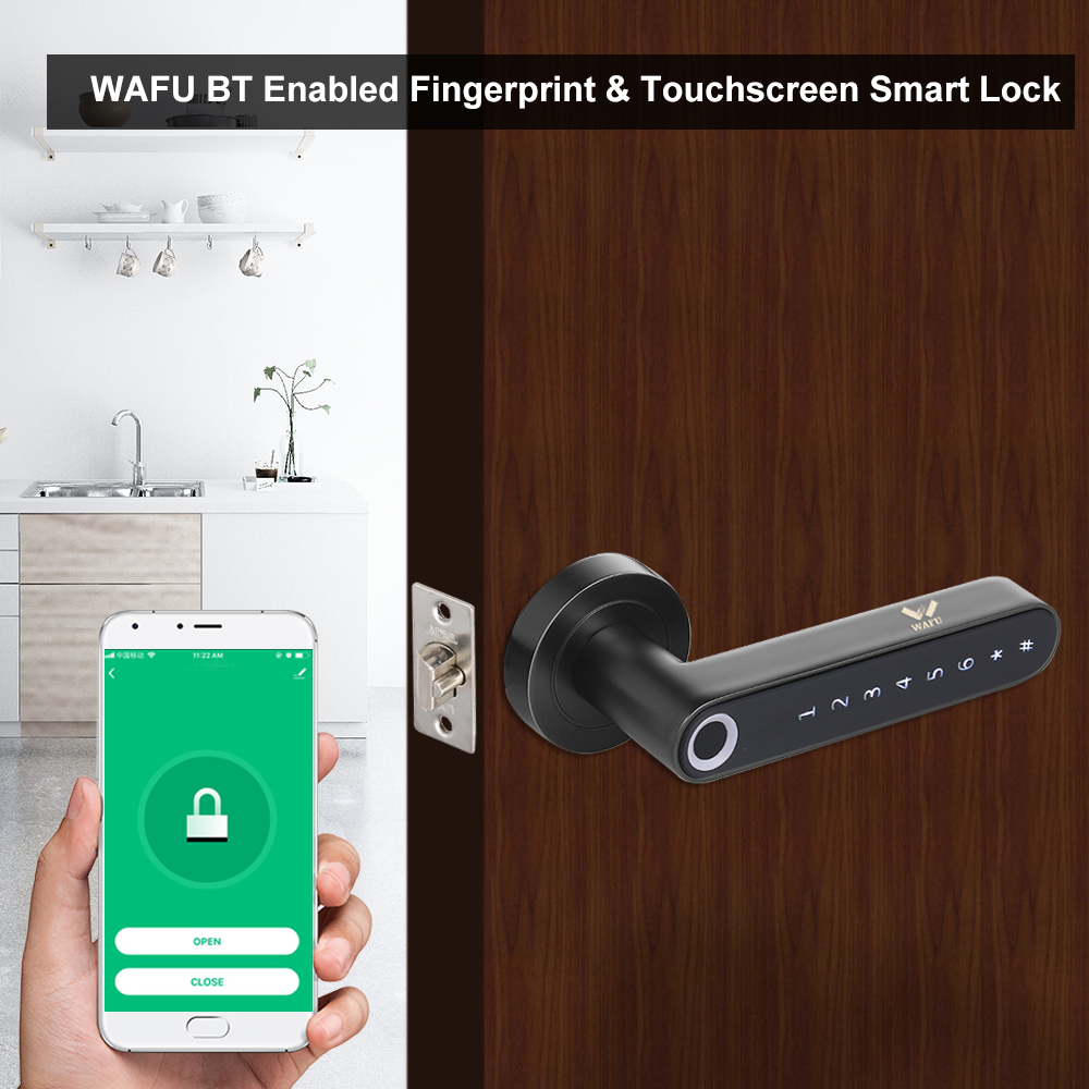Fingerprint Electronic Door Lock Smart Bluetooth Password Handle Lock APP Unlock Keyless Entry Support iOS/Android