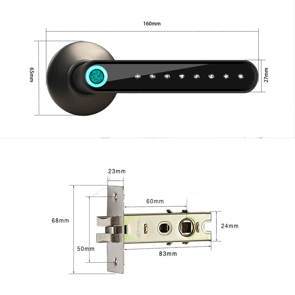 Fingerprint Electronic Door Lock Smart Bluetooth Password Handle Lock APP Unlock Keyless Entry Support iOS/Android