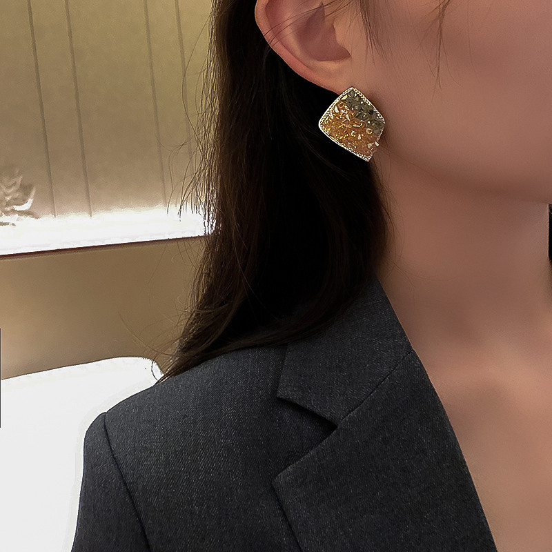 Semicircle Crystal Stud Earrings for Women Geometric Rhinestone Earrings Weddings Party Jewelry