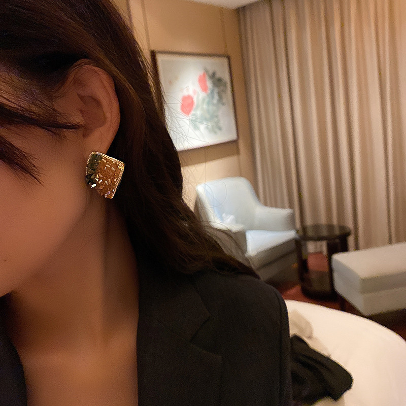 Semicircle Crystal Stud Earrings for Women Geometric Rhinestone Earrings Weddings Party Jewelry