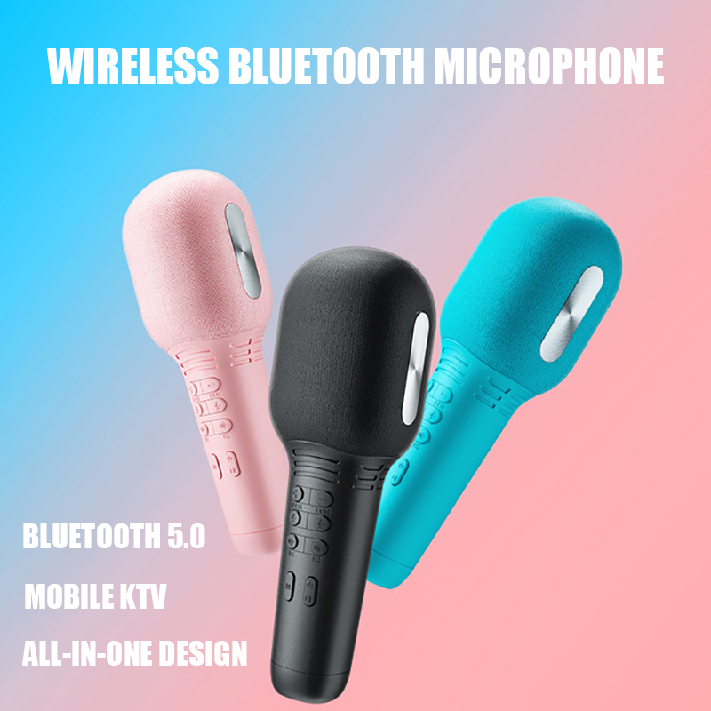 Wireless Karaoke Microphone Bluetooth 5.0 USB Handheld Condenser Mic Portable Professional Speaker Mini Home KTV Player Singing