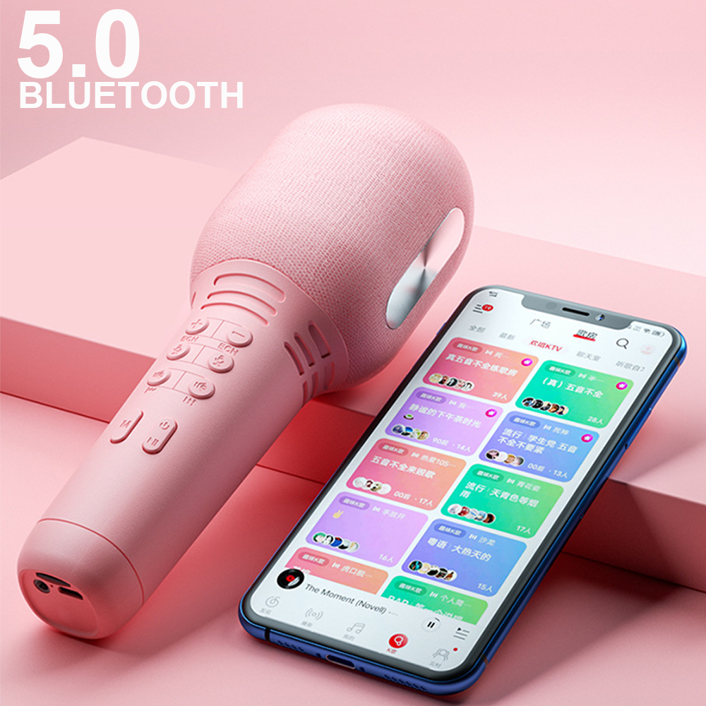 Wireless Karaoke Microphone Bluetooth 5.0 USB Handheld Condenser Mic Portable Professional Speaker Mini Home KTV Player Singing
