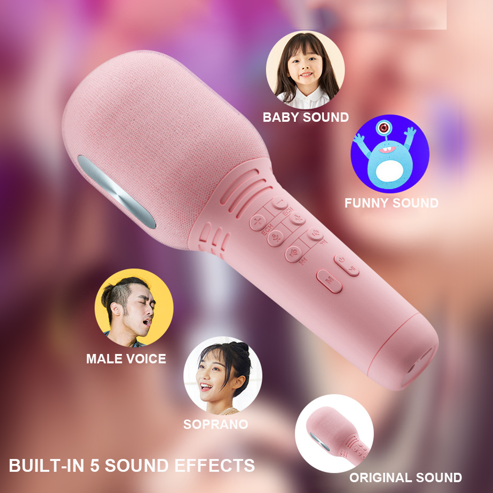 Wireless Karaoke Microphone Bluetooth 5.0 USB Handheld Condenser Mic Portable Professional Speaker Mini Home KTV Player Singing