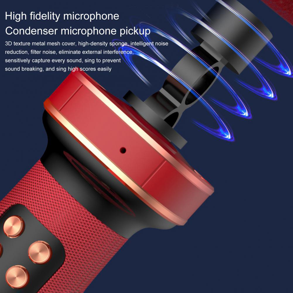 Wireless karaoke Microphone Bluetooth Handheld Microphone Professionnel for Phone Singing FM Voice Changing Audio Speaker Player