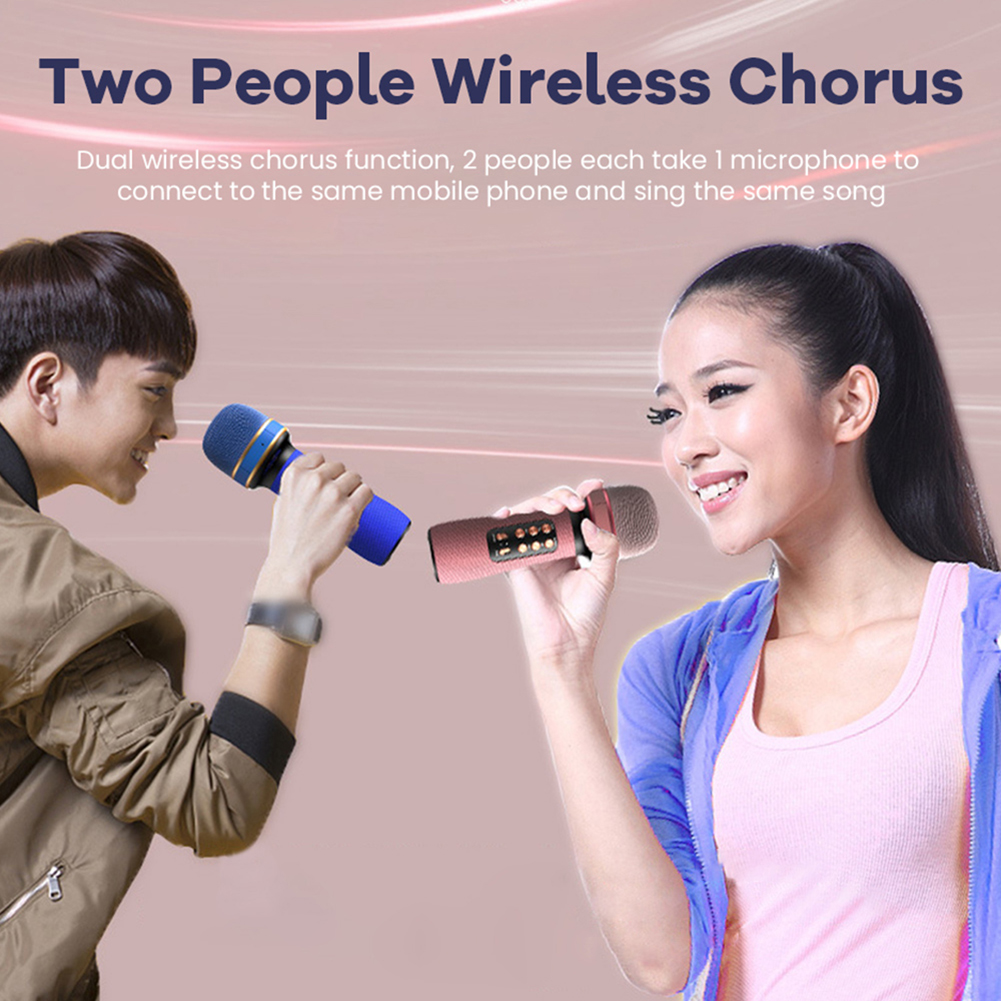 Wireless karaoke Microphone Bluetooth Handheld Microphone Professionnel for Phone Singing FM Voice Changing Audio Speaker Player