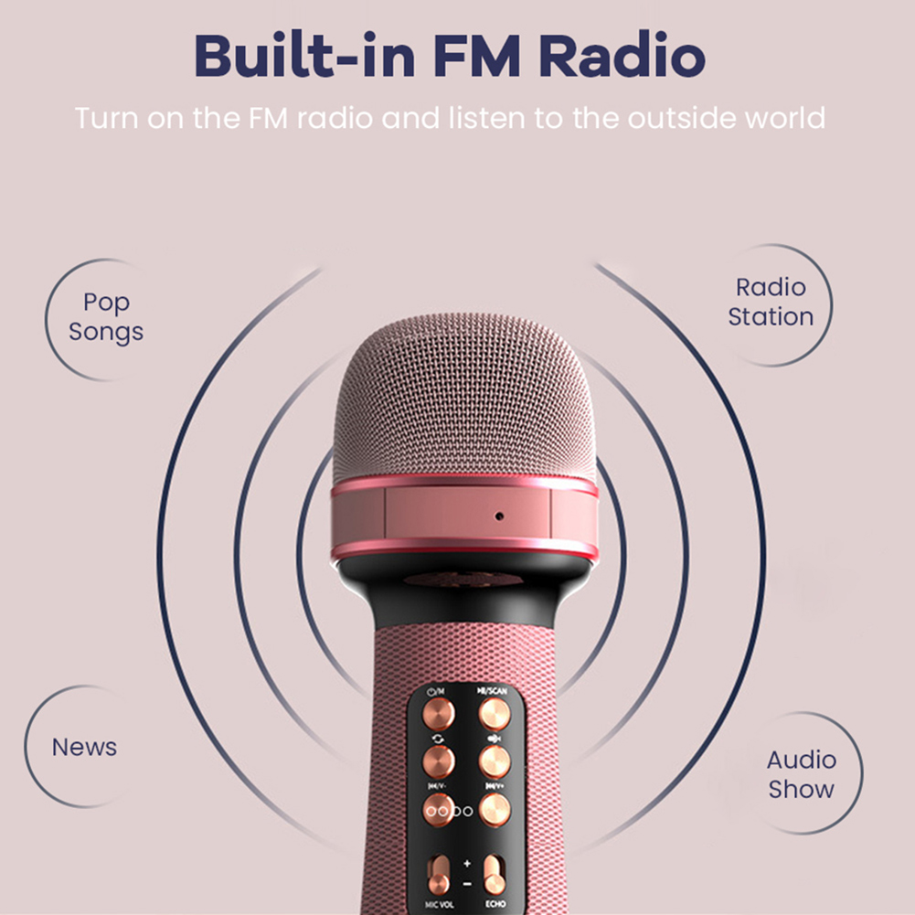 Wireless karaoke Microphone Bluetooth Handheld Microphone Professionnel for Phone Singing FM Voice Changing Audio Speaker Player