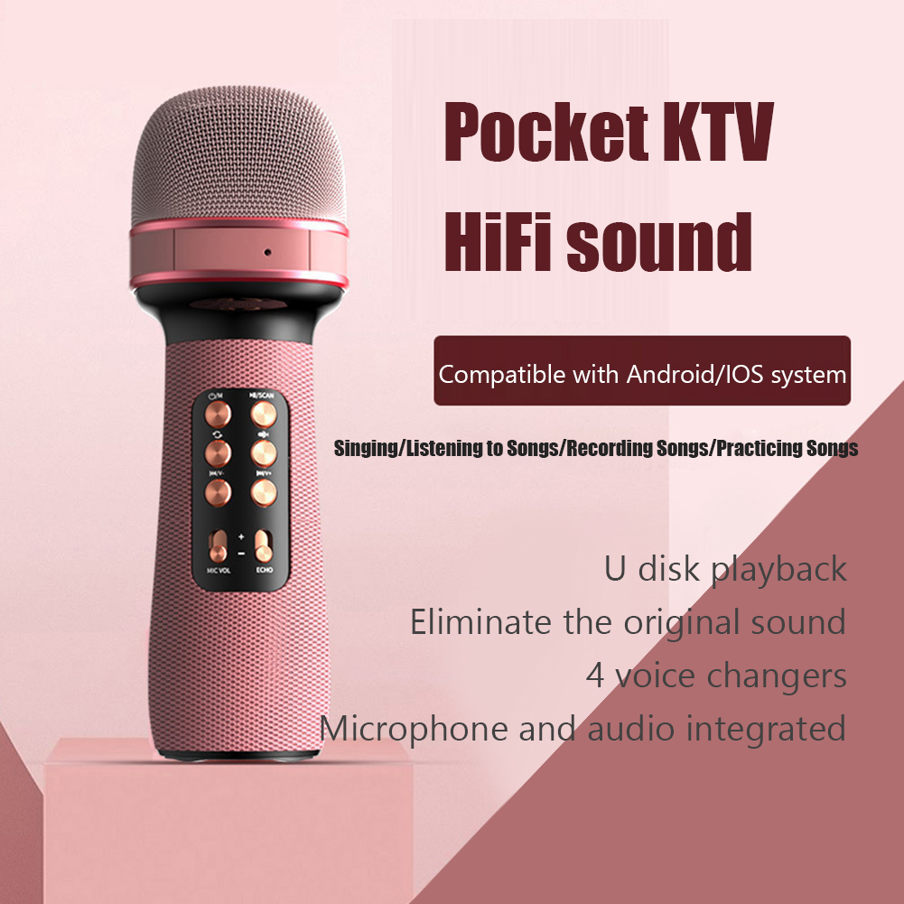 Wireless karaoke Microphone Bluetooth Handheld Microphone Professionnel for Phone Singing FM Voice Changing Audio Speaker Player