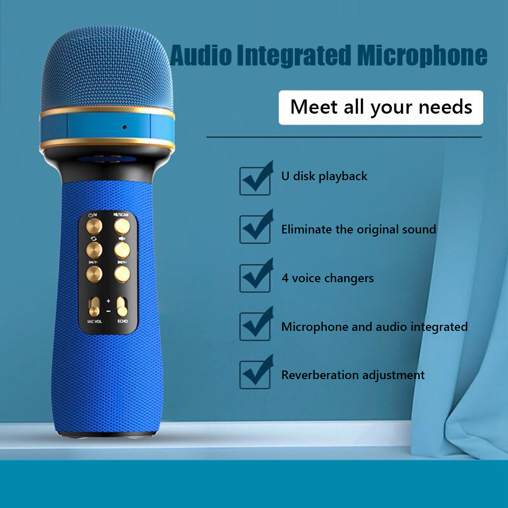 Wireless karaoke Microphone Bluetooth Handheld Microphone Professionnel for Phone Singing FM Voice Changing Audio Speaker Player