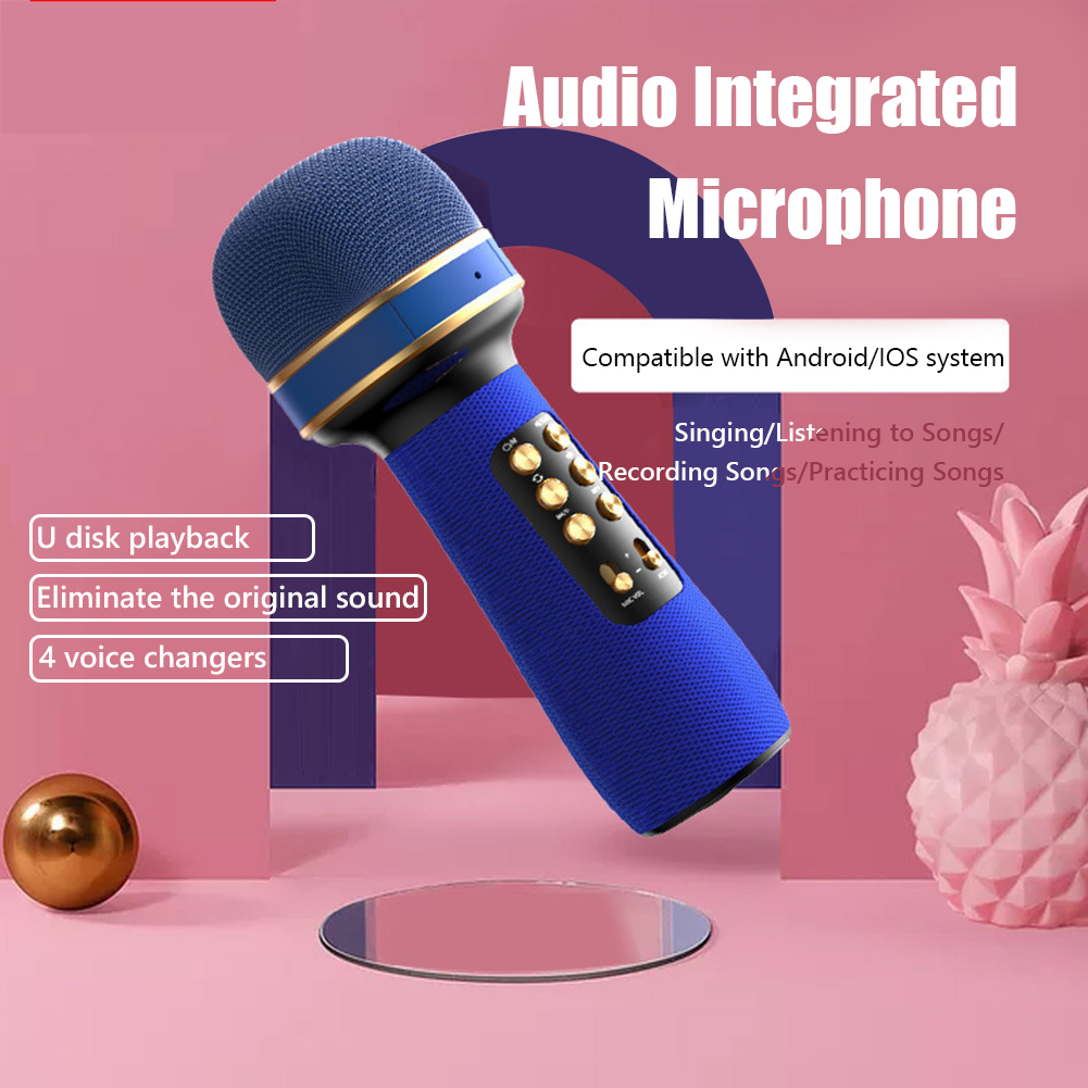 Wireless karaoke Microphone Bluetooth Handheld Microphone Professionnel for Phone Singing FM Voice Changing Audio Speaker Player