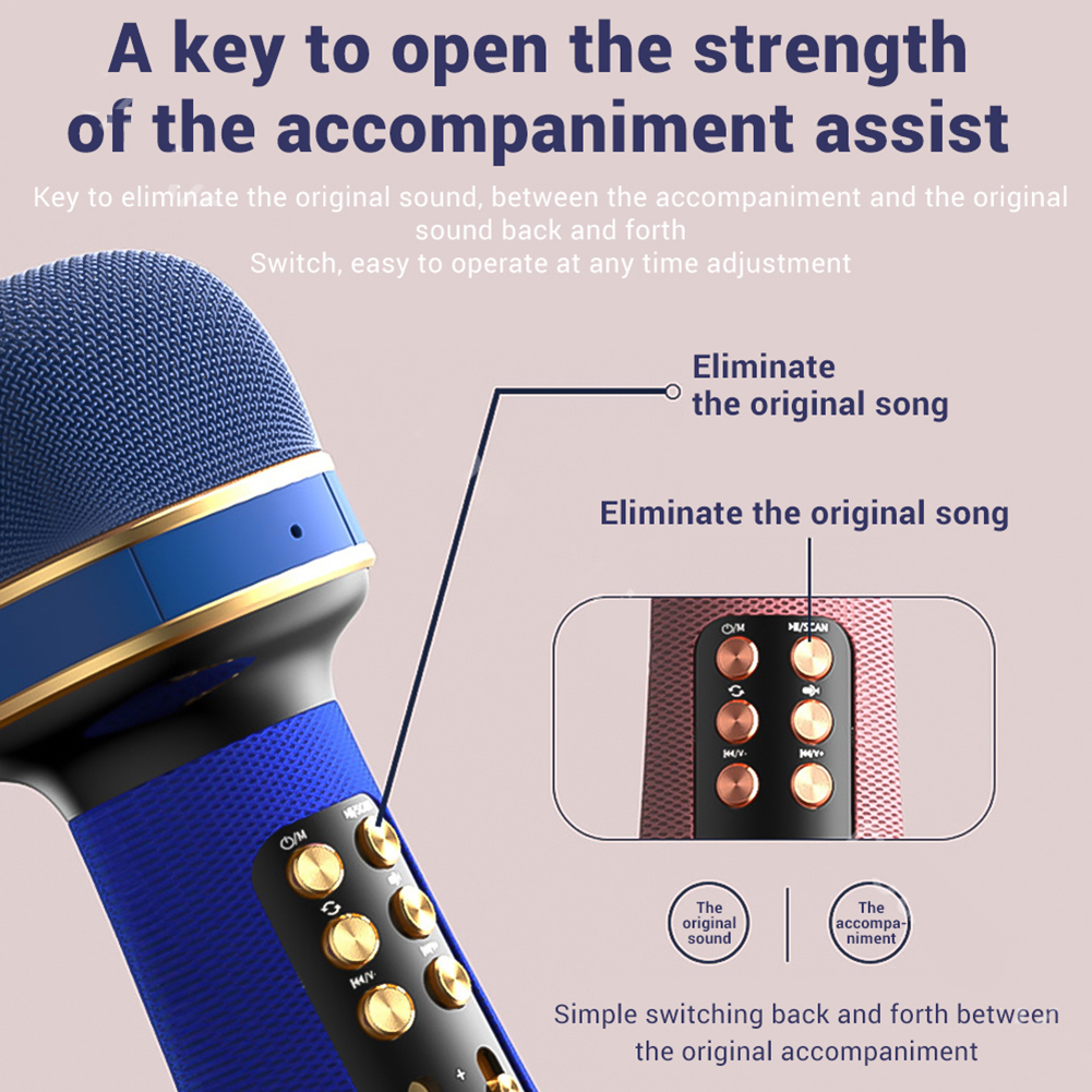 Wireless karaoke Microphone Bluetooth Handheld Microphone Professionnel for Phone Singing FM Voice Changing Audio Speaker Player