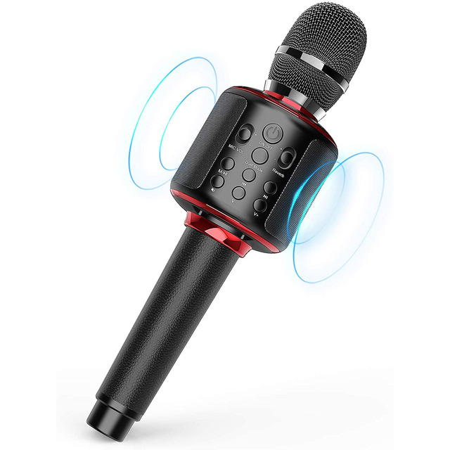 Karaoke Microphone Wireless Singing Machine with Bluetooth Speaker for Cell Phone/PC, Portable Handheld Mic Speaker