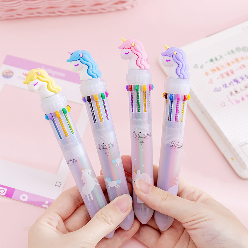 2pcs Cute Unicorn 10 Colors Ballpoint Pen Writing Tool Kawaii Rollerball Pen School Office Supply Gift Stationery Papelaria Escolar