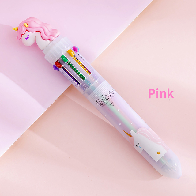 2pcs Cute Unicorn 10 Colors Ballpoint Pen Writing Tool Kawaii Rollerball Pen School Office Supply Gift Stationery Papelaria Escolar