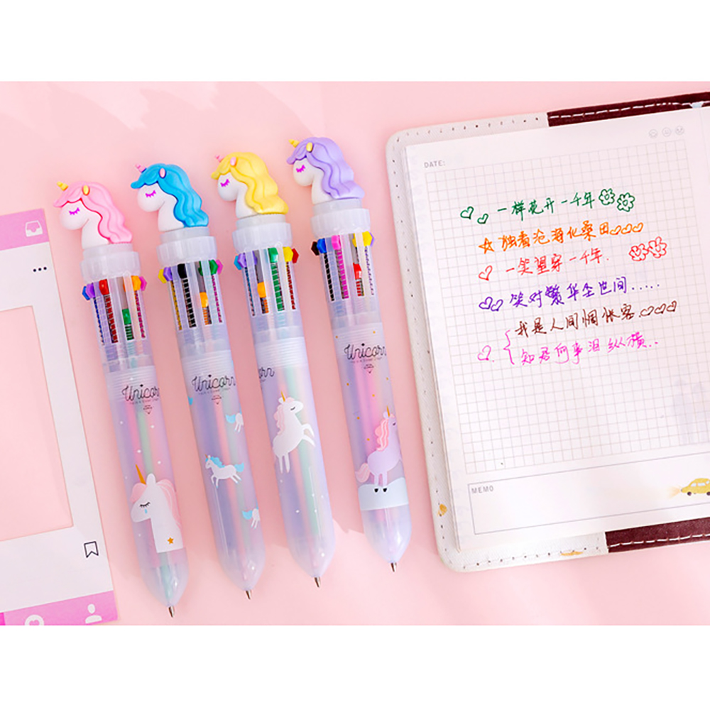 2pcs Cute Unicorn 10 Colors Ballpoint Pen Writing Tool Kawaii Rollerball Pen School Office Supply Gift Stationery Papelaria Escolar