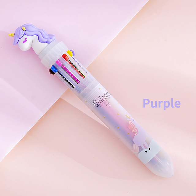 2pcs Cute Unicorn 10 Colors Ballpoint Pen Writing Tool Kawaii Rollerball Pen School Office Supply Gift Stationery Papelaria Escolar