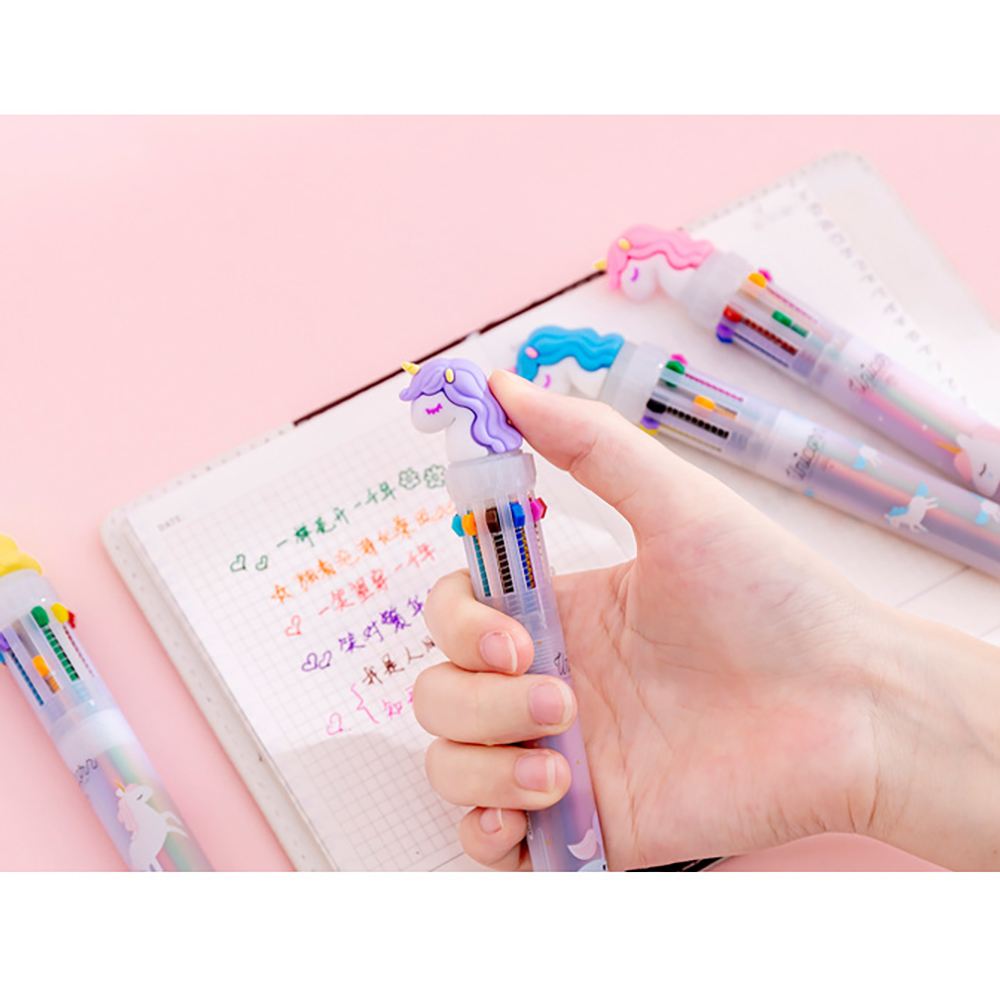 2pcs Cute Unicorn 10 Colors Ballpoint Pen Writing Tool Kawaii Rollerball Pen School Office Supply Gift Stationery Papelaria Escolar