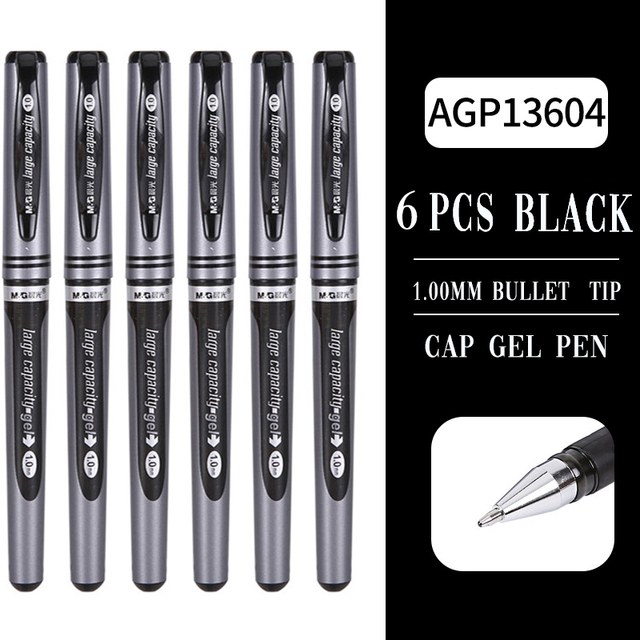 6pcs 1.0mm Creative Black Blue Ink Gel Pen High Quality Touch Pen Student Exam Pen Writing Tool School Stationery