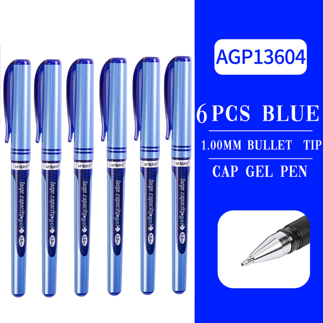 6pcs 1.0mm Creative Black Blue Ink Gel Pen High Quality Touch Pen Student Exam Pen Writing Tool School Stationery