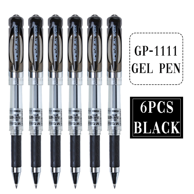 6pcs 1.0mm Creative Black Blue Ink Gel Pen High Quality Touch Pen Student Exam Pen Writing Tool School Stationery