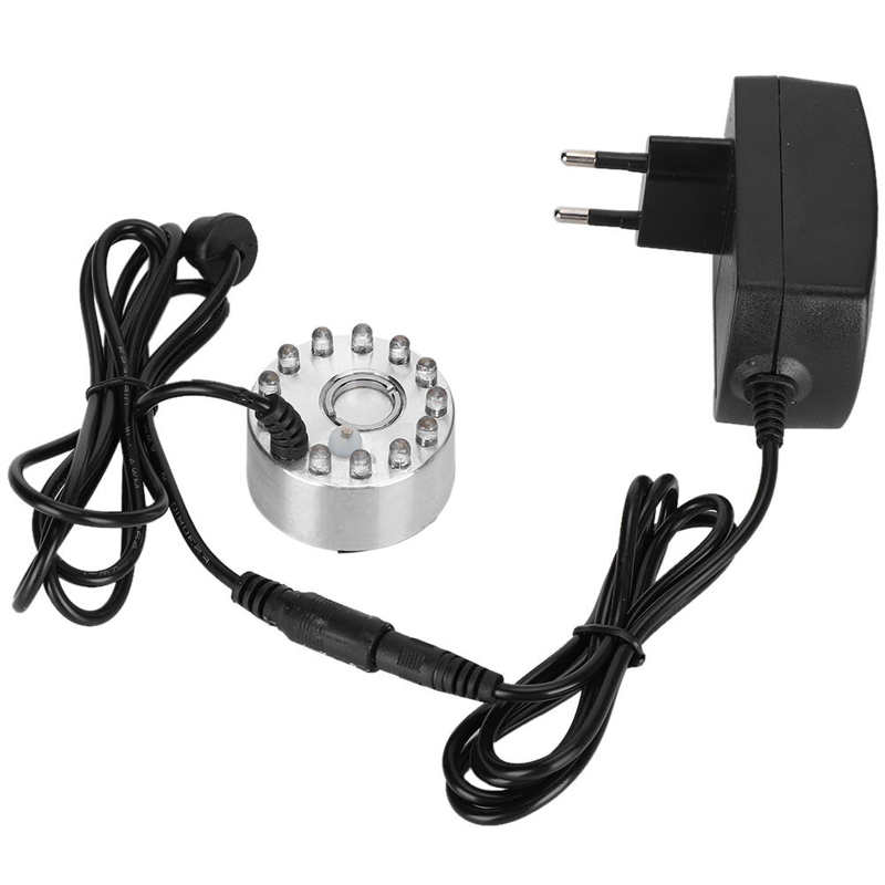 Mini Humidifier Mist Maker Fogger Water Fountain Pond Atomizer Fog Maker with 12 Lights Landscape Decoration