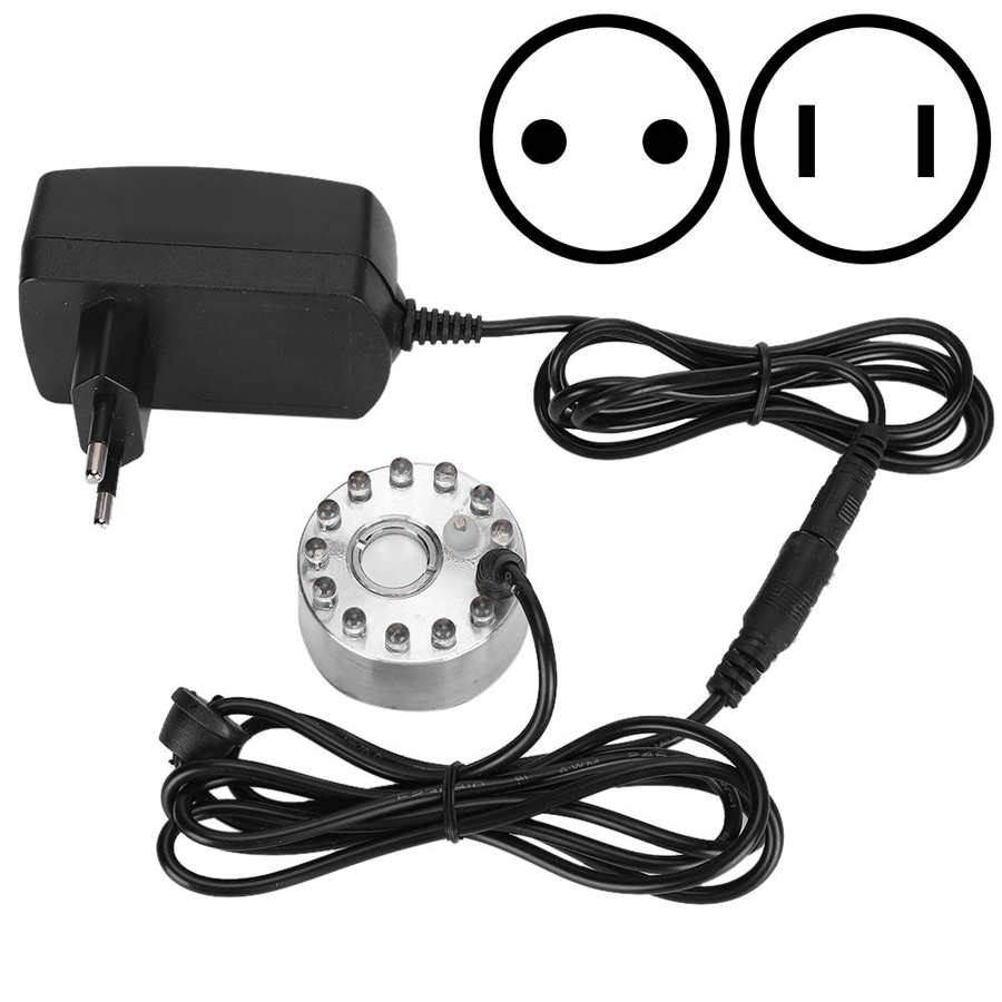 Mini Humidifier Mist Maker Fogger Water Fountain Pond Atomizer Fog Maker with 12 Lights Landscape Decoration