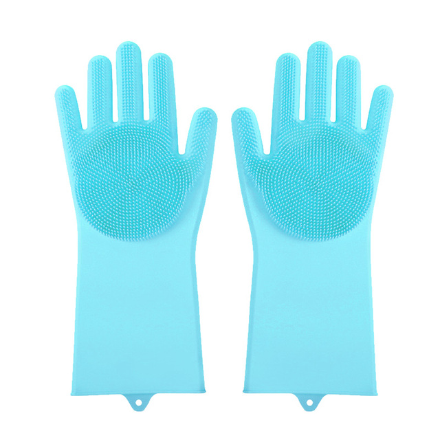 Magic Dish Washing Gloves 1 Pairs Silicone Cleaning Gloves Kitchen Scrubber Rubber Gloves Household Cleaning Tool  Car Pet Brush