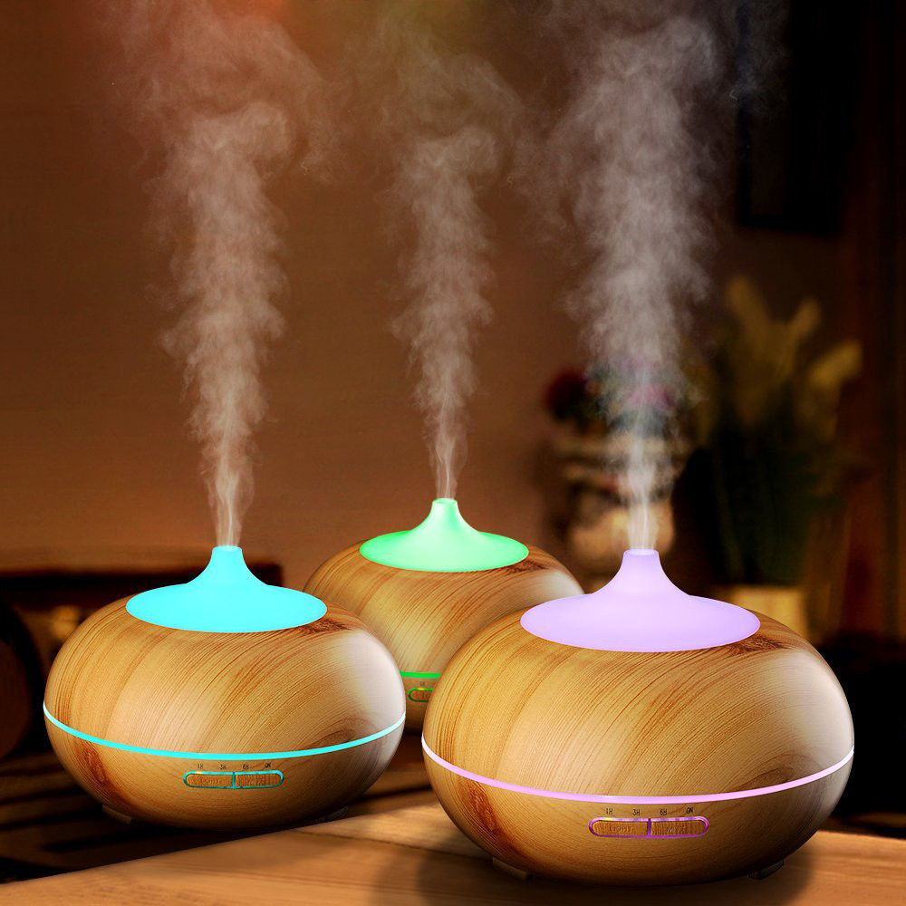 Electric Air Humidifier Ultrasonic Wood Grain Humidificador Diffuser Essential Aroma Oils Diffuser Mist Maker 300ml