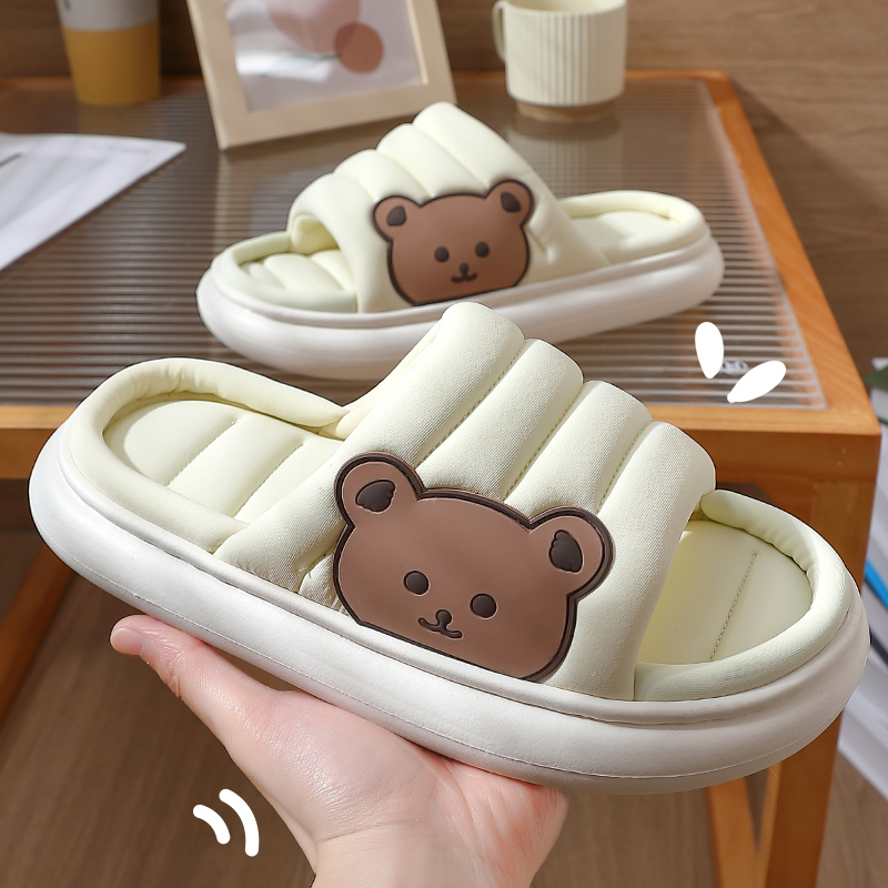 Summer Women Men Cartoon Linen Down Thick Sole Slippers Indoor Flip Flops Soft Anti-Slip Couple Home Sandals Slides Ladies Shoes