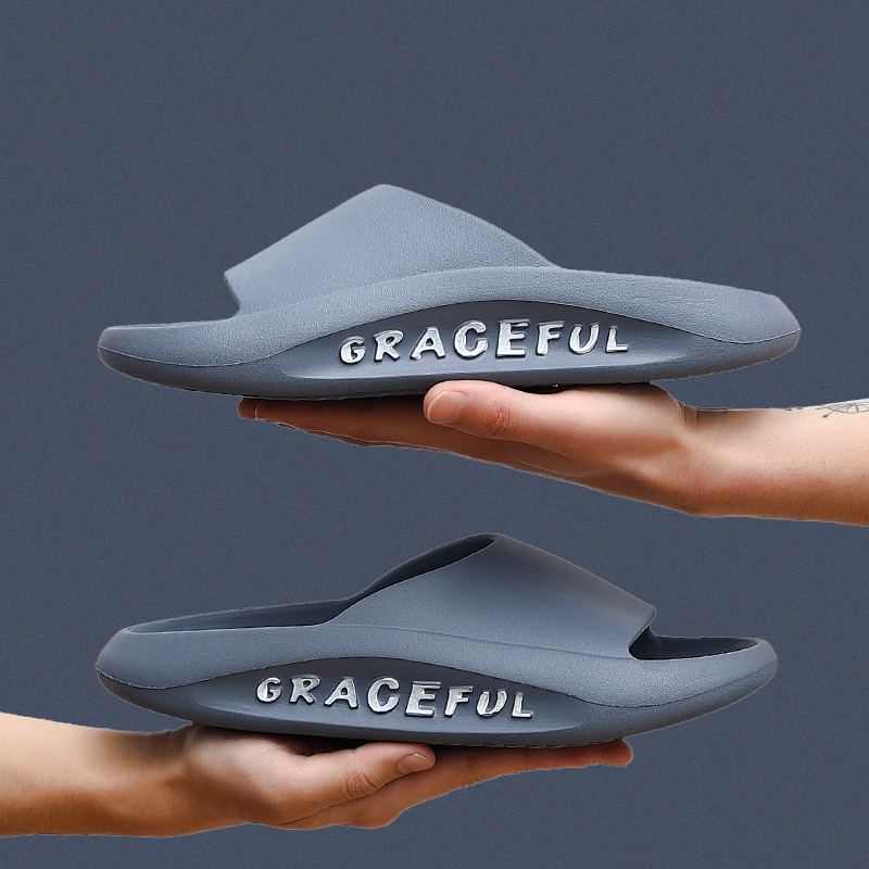 Summer Outdoor Men's Slippers Alphabet Non-slip Slides Women Bathroom Ladies Flip Flops Beach Sandals Thick Platform Flat Shoes