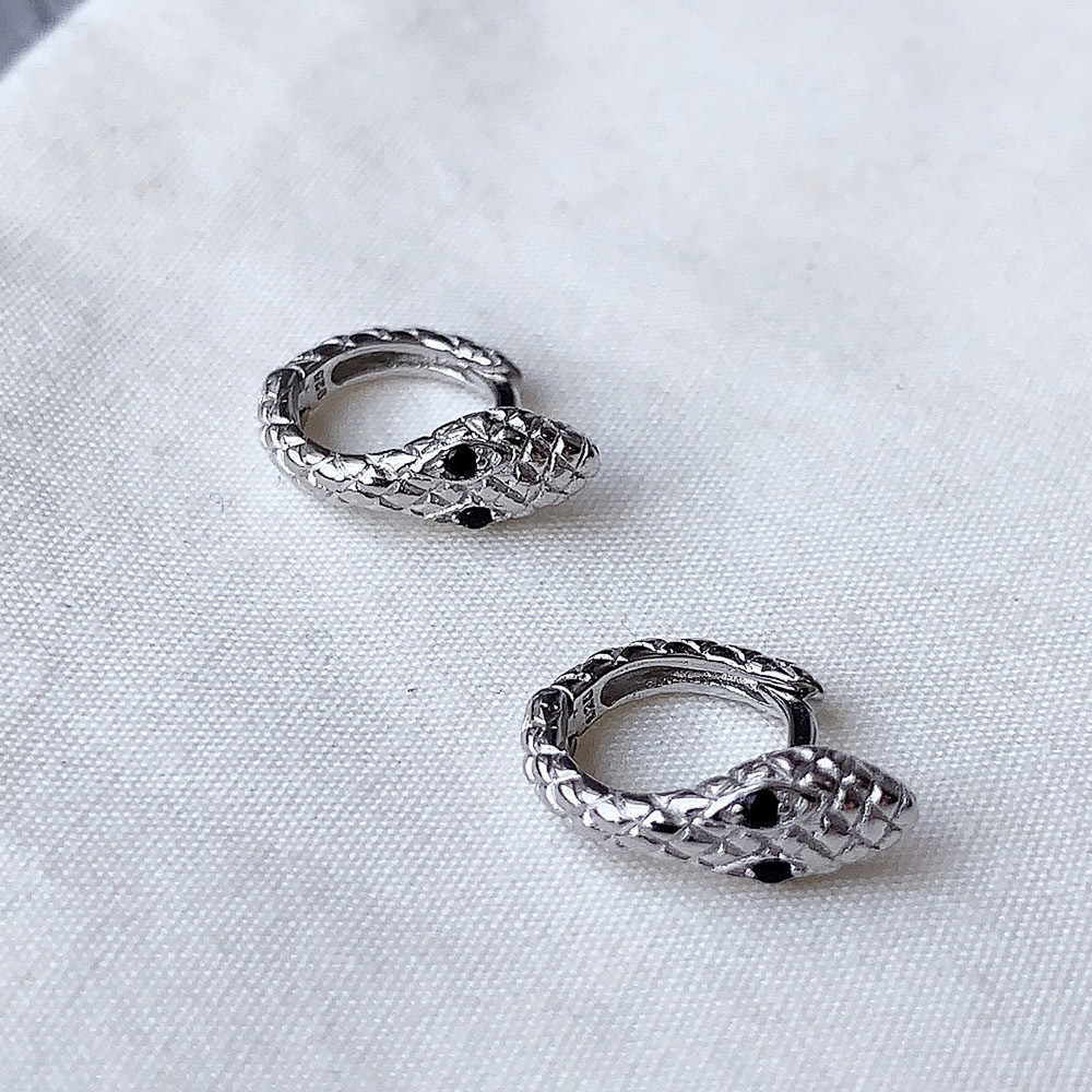 925 Sterling Silver Samll Snake Hoop Earrings For Women Personality French Daily Earrings Jewelry