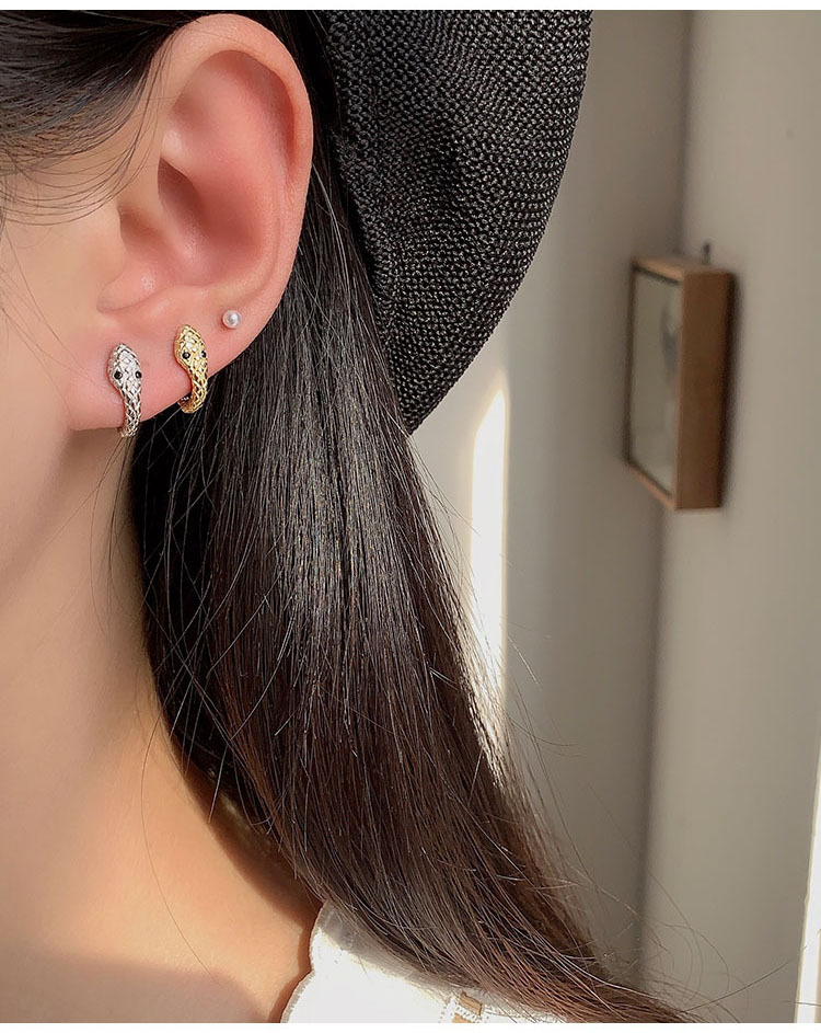 925 Sterling Silver Samll Snake Hoop Earrings For Women Personality French Daily Earrings Jewelry