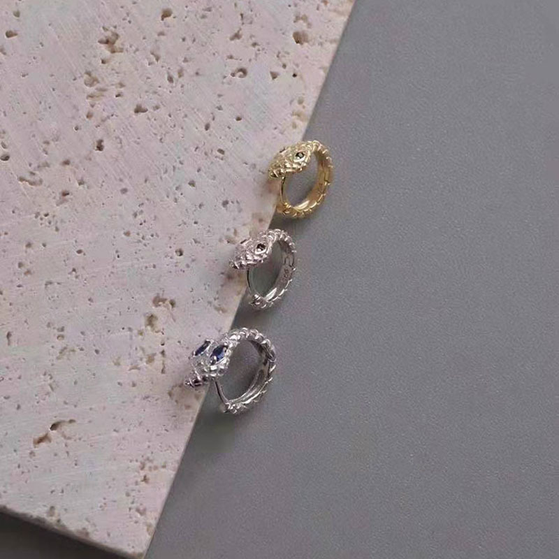 925 Sterling Silver Samll Snake Hoop Earrings For Women Personality French Daily Earrings Jewelry