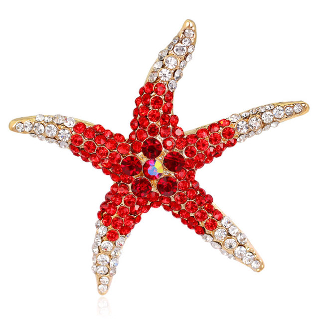 starfish brooches Blue Rhinestone Starfish Brooch Fashion high-end colorful crystal bridesmaid wedding Jewellery