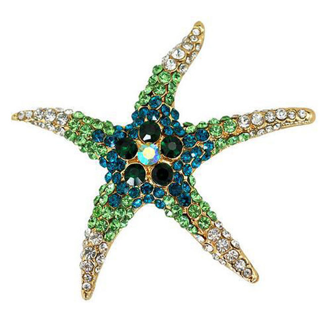 starfish brooches Blue Rhinestone Starfish Brooch Fashion high-end colorful crystal bridesmaid wedding Jewellery