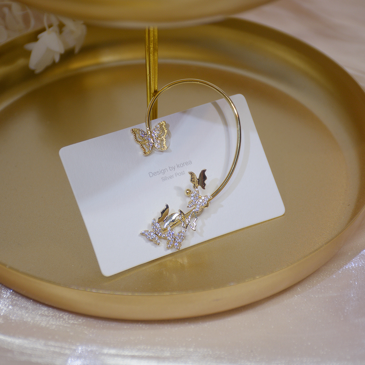 New design fashion jewelry exquisite light luxury copper inlaid zircon exaggerated butterfly ear bone clip female earring