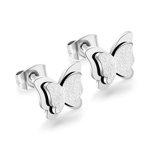 Stud Earrings With Double Layer Cute 316L Stainless Steel Butterfly Earrings For Women Fashion Jewelry
