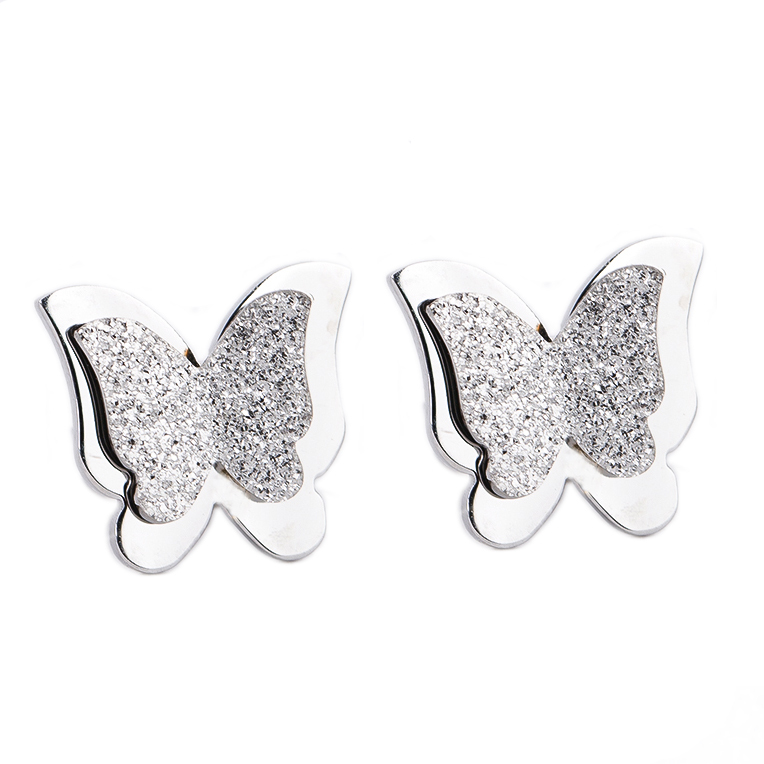 Stud Earrings With Double Layer Cute 316L Stainless Steel Butterfly Earrings For Women Fashion Jewelry