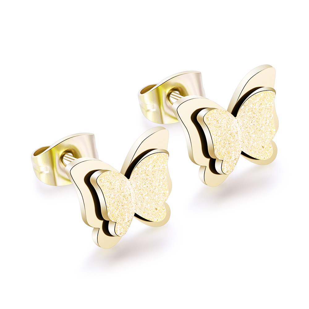 Stud Earrings With Double Layer Cute 316L Stainless Steel Butterfly Earrings For Women Fashion Jewelry