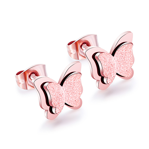 Stud Earrings With Double Layer Cute 316L Stainless Steel Butterfly Earrings For Women Fashion Jewelry