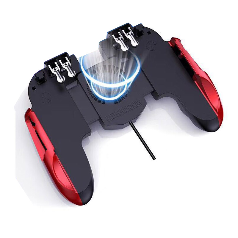 6 Finger Pubg Controller Joystick For Pubg Mobile Trigger Gamepad Cooling Fan For IPhone Android Phone Shooting Game For Xiaomi