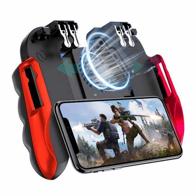 6 Finger Pubg Controller Joystick For Pubg Mobile Trigger Gamepad Cooling Fan For IPhone Android Phone Shooting Game For Xiaomi