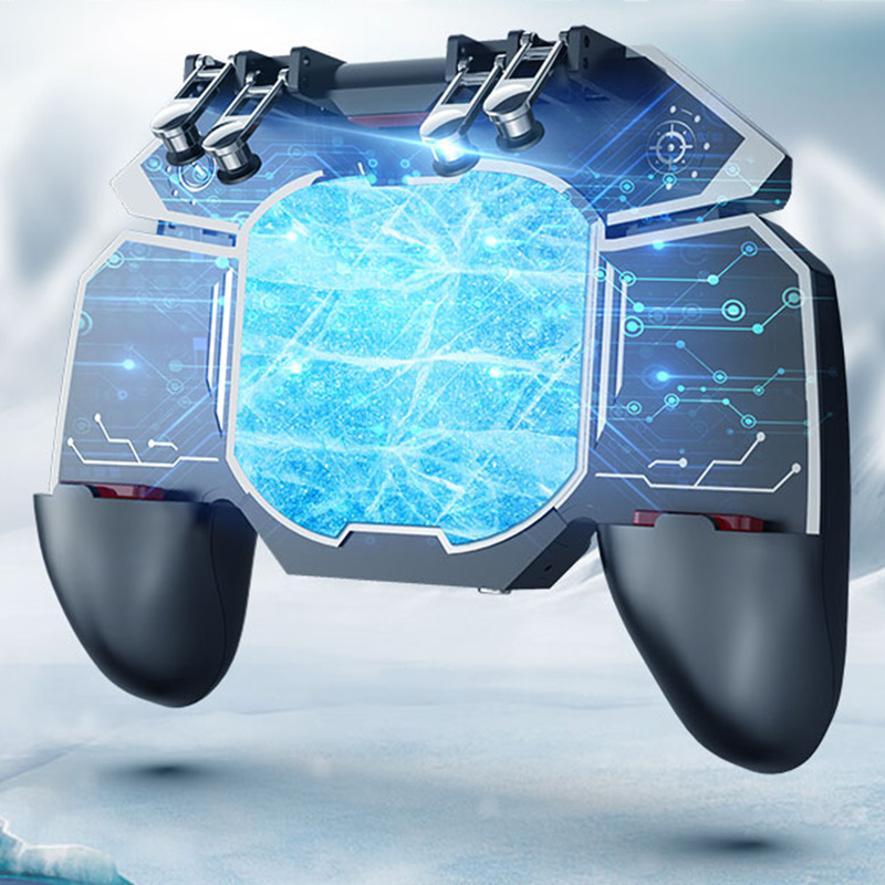 Cooling Fan PUBG Controller Semiconductor Cooler Six Finger Game Trigger Shooter Joystick Gamepad For Android Iphone Phone