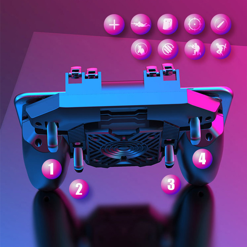 Cooling Fan PUBG Controller Semiconductor Cooler Six Finger Game Trigger Shooter Joystick Gamepad For Android Iphone Phone