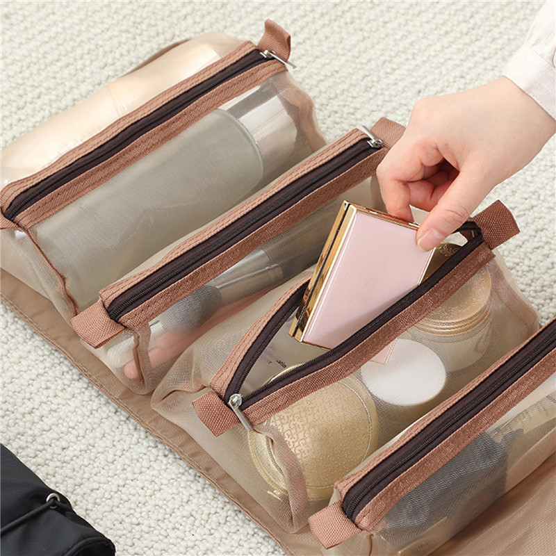Travel Cosmetic Bag Women Mesh Make Up Box Bags Beautician Necessarie Toiletry Makeup Brushes Lipstick Storage Organizer