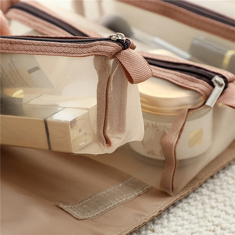 Travel Cosmetic Bag Women Mesh Make Up Box Bags Beautician Necessarie Toiletry Makeup Brushes Lipstick Storage Organizer