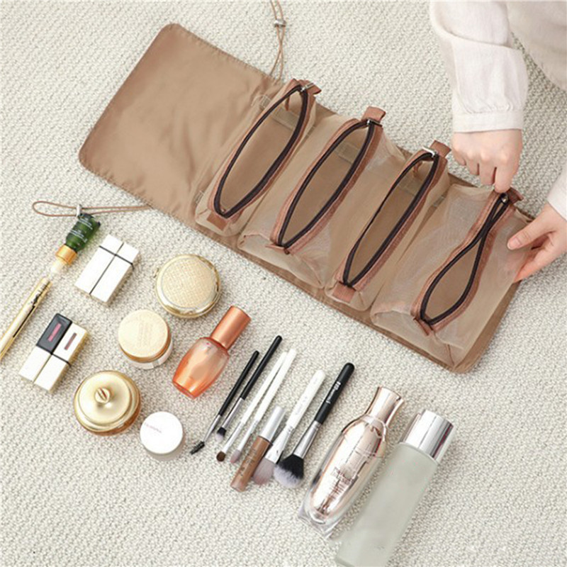 Travel Cosmetic Bag Women Mesh Make Up Box Bags Beautician Necessarie Toiletry Makeup Brushes Lipstick Storage Organizer