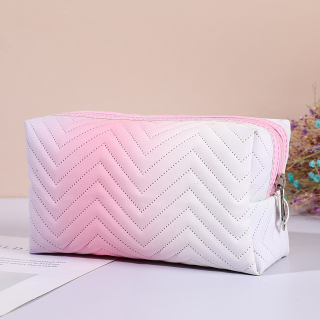 Gradient Color Makeup Bag for Women Zipper Velvet Cosmetic Bag Pouch Travel Large Female Make Up Pouch Necessaries