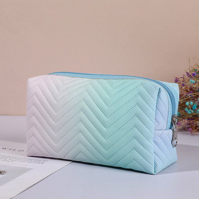 Gradient Color Makeup Bag for Women Zipper Velvet Cosmetic Bag Pouch Travel Large Female Make Up Pouch Necessaries